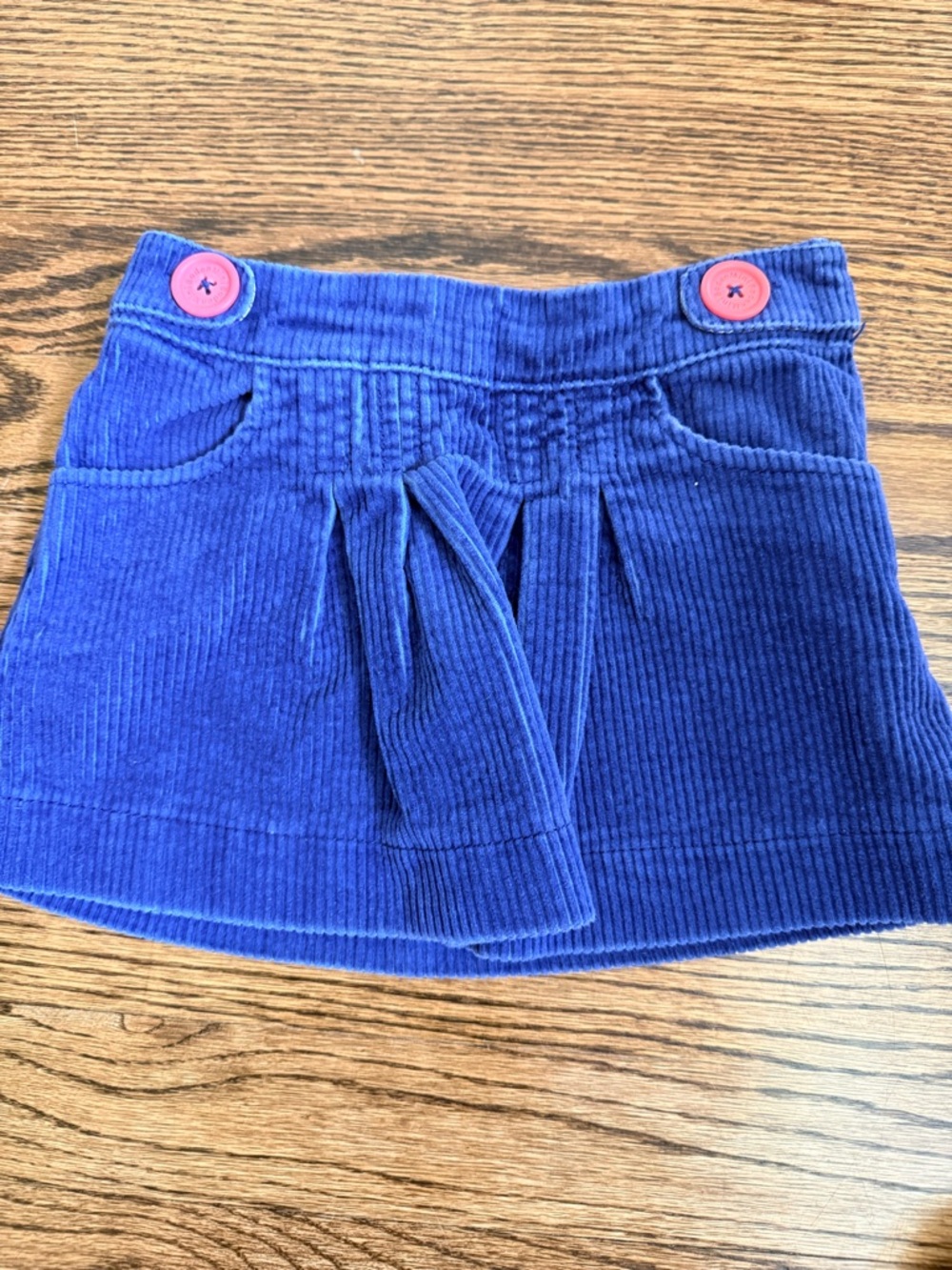 Mini Boden Purple Corduroy Skirt with Pink Button Accents